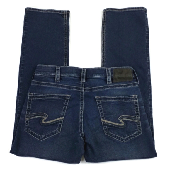 Silver Jeans Zac Dark Indigo Wash Relaxed Straight Leg Denim Jean Mens 34x31.25 - Picture 4 of 15